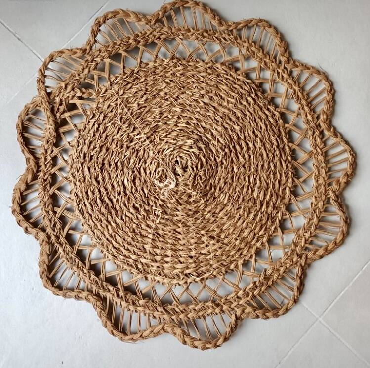 Miroir paille et corde