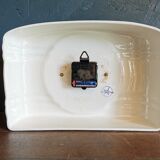 Vintage ceramic clock silent rectangular wall clock "Manufrance golden white"