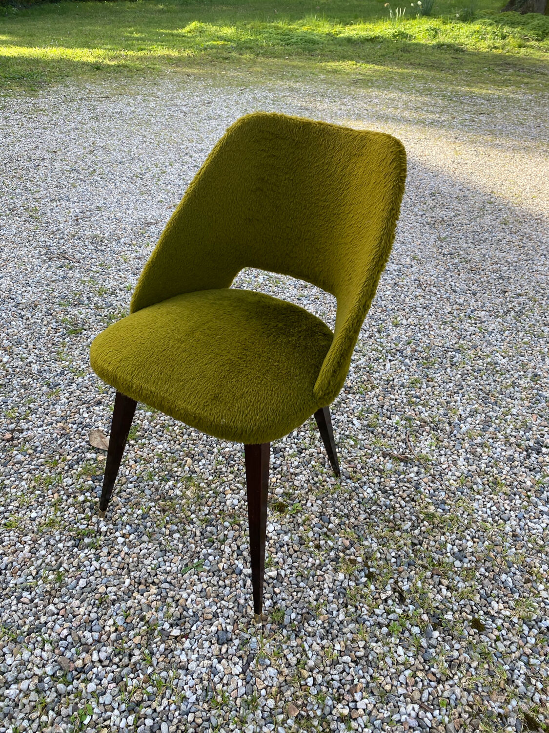 Green faux fur chair