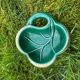 Vintage ceramic pocket trays, leaf shape – Green and cream