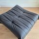 Togo sofa with pouf in black leather by Michel Ducaroy for Ligne Roset, set of 2
