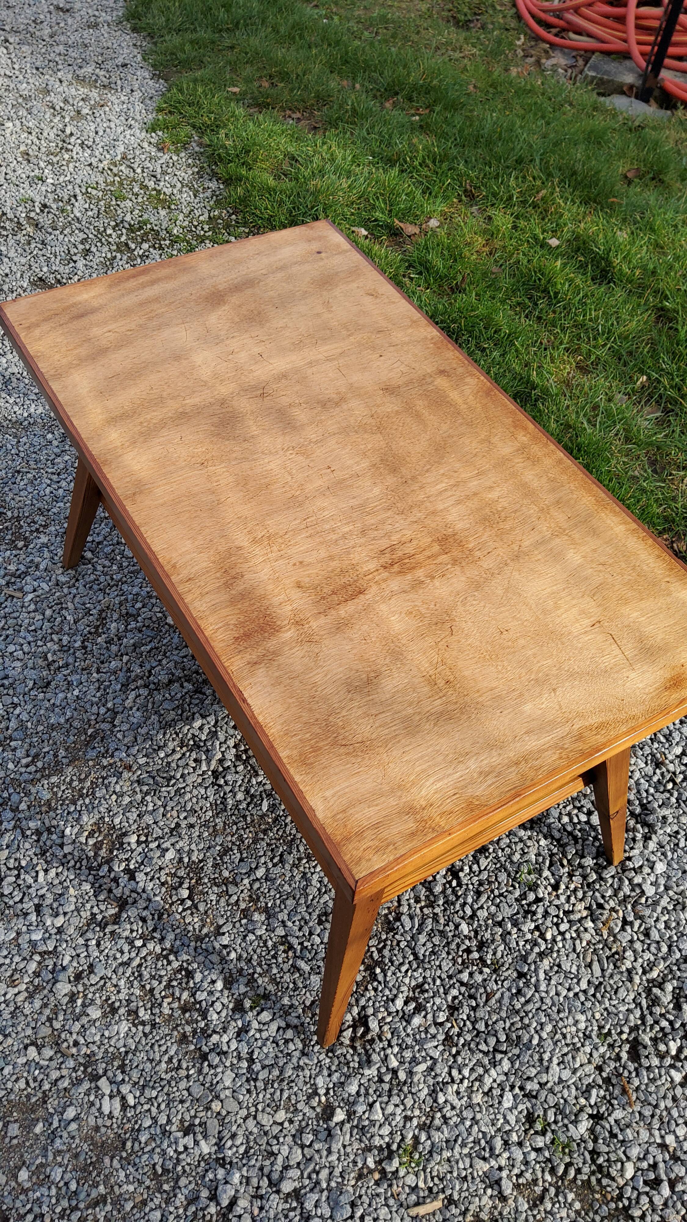 Coffee table of the 50s feet compass double wooden tops
