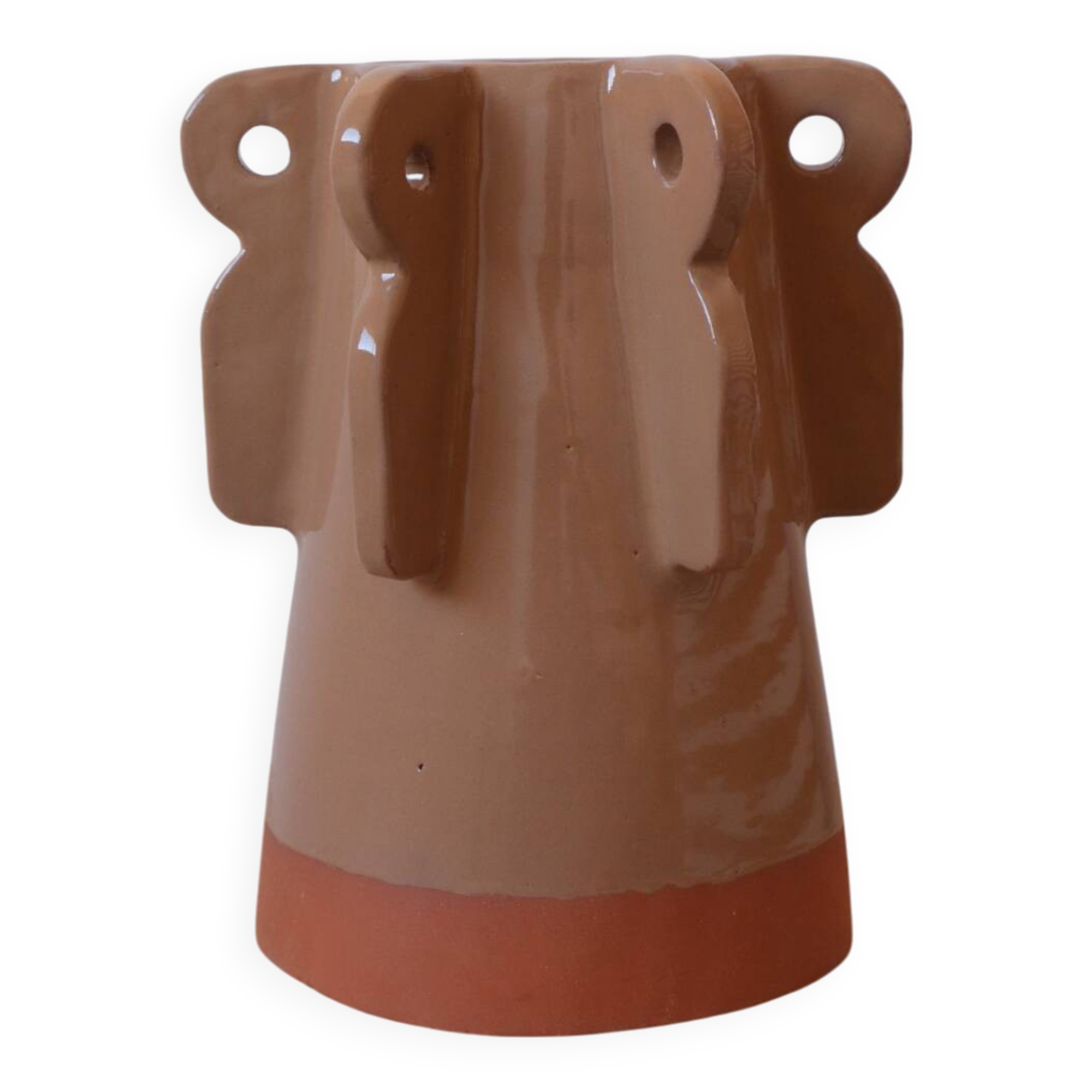 Handmade beige sculptural ceramic vase