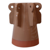 Handmade beige sculptural ceramic vase