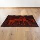 Tapis et tapisserie RYA vintage des années 1970 en marron et orange avec cheval