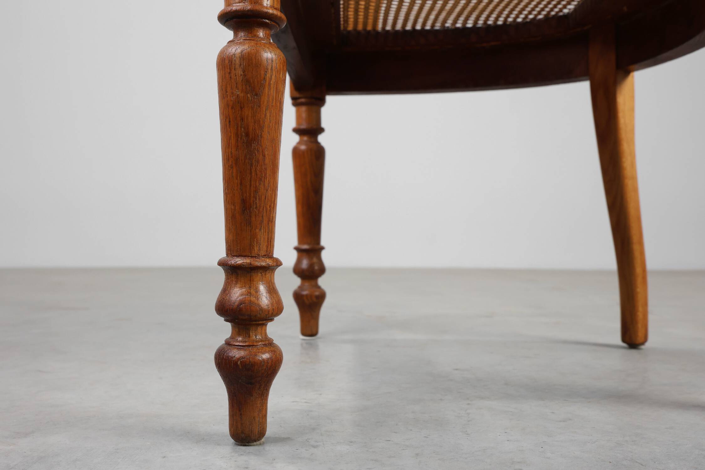 French Neoclassical Oak Chair with Wicker Seat, Late 19th Century