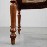 French Neoclassical Oak Chair with Wicker Seat, Late 19th Century