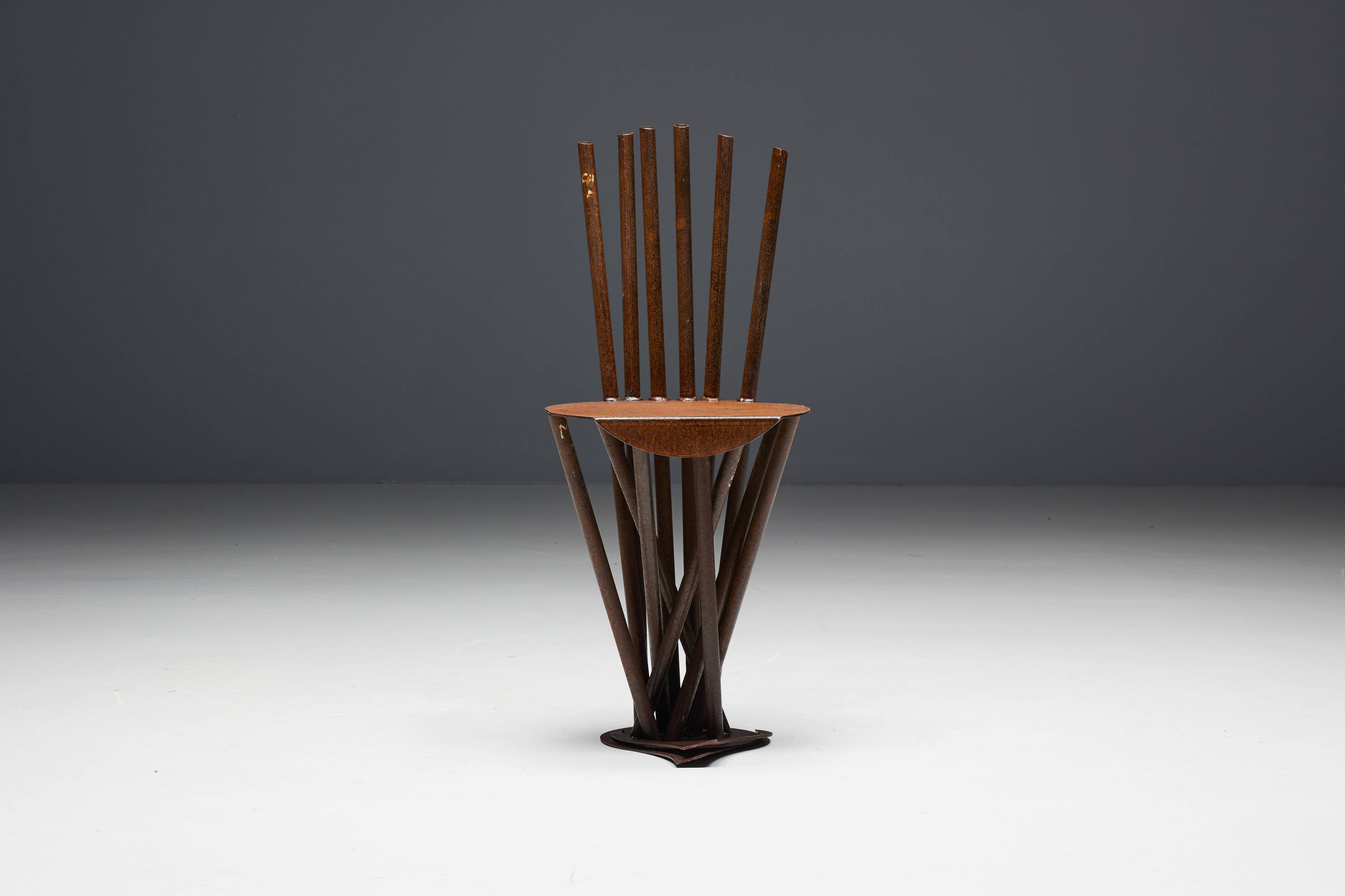 Industrial Wabi Sabi Primitive Chairs, France, 1950s