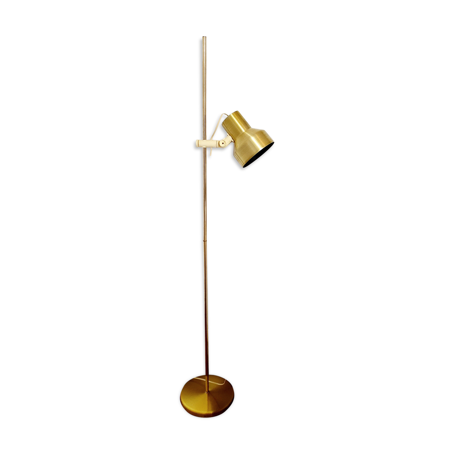 Golden Scandinavian floor lamp, 70s