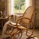 Vintage rocking chair in bamboo and cane