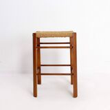 Mid-Century Wood and Rope Stool, 1960s - Seat height 50cm