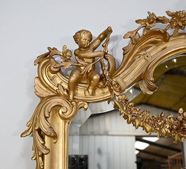 Importante glace dans le goût Louis XIV – Louis XV, époque napoléon III – Milieu XIXe
