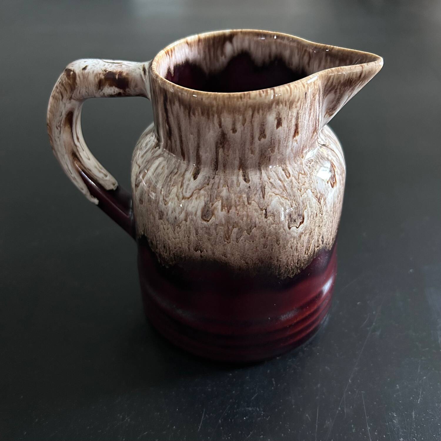 Flamed brown beige pitcher