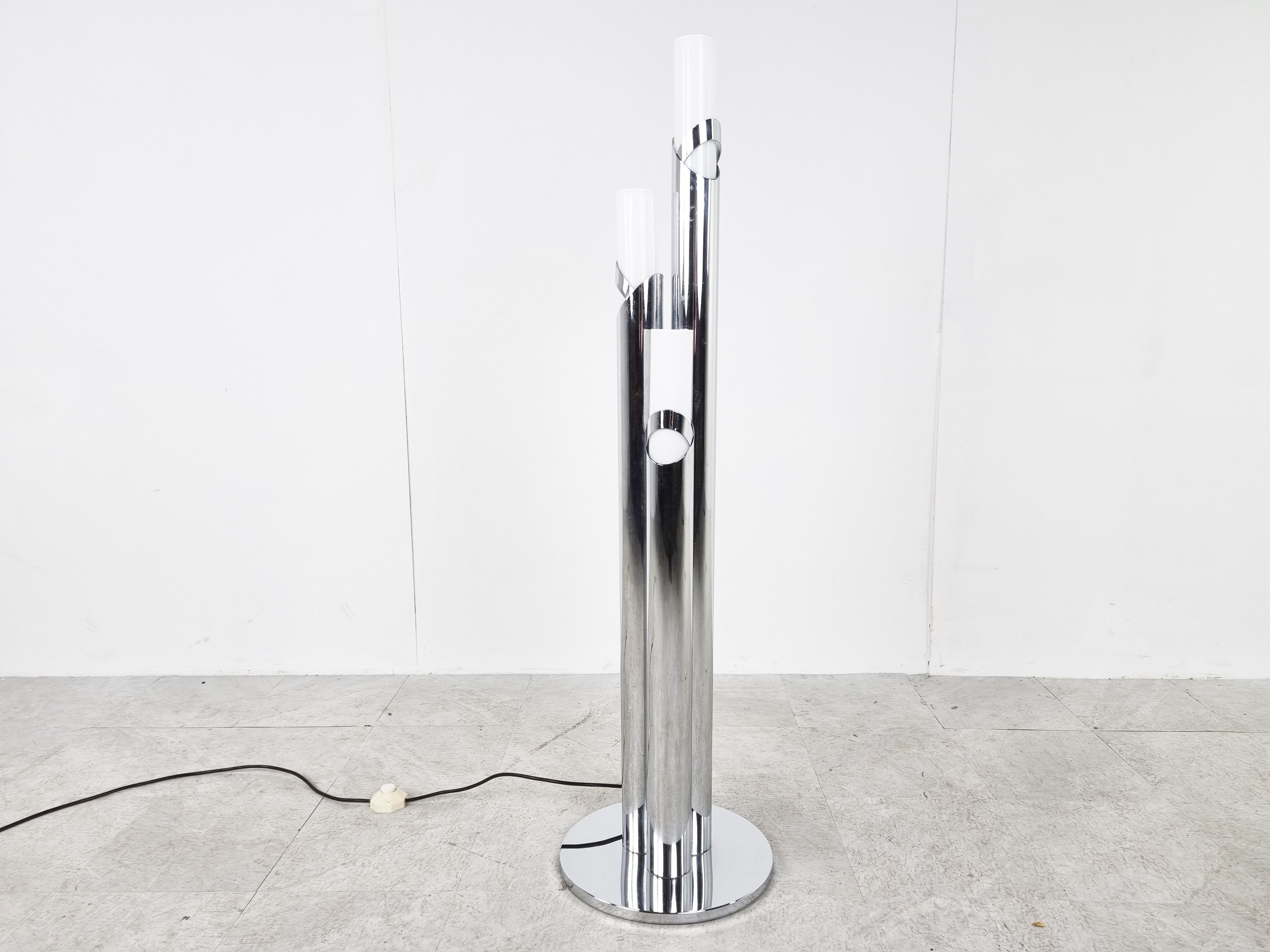 Vintage italian chrome floor lamp, 1970s