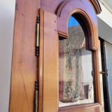 Encoignure armoire d'angle vitré en merisier ancienne 1900s