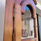 Corner glazed corner cabinet in old cherry wood 1900s