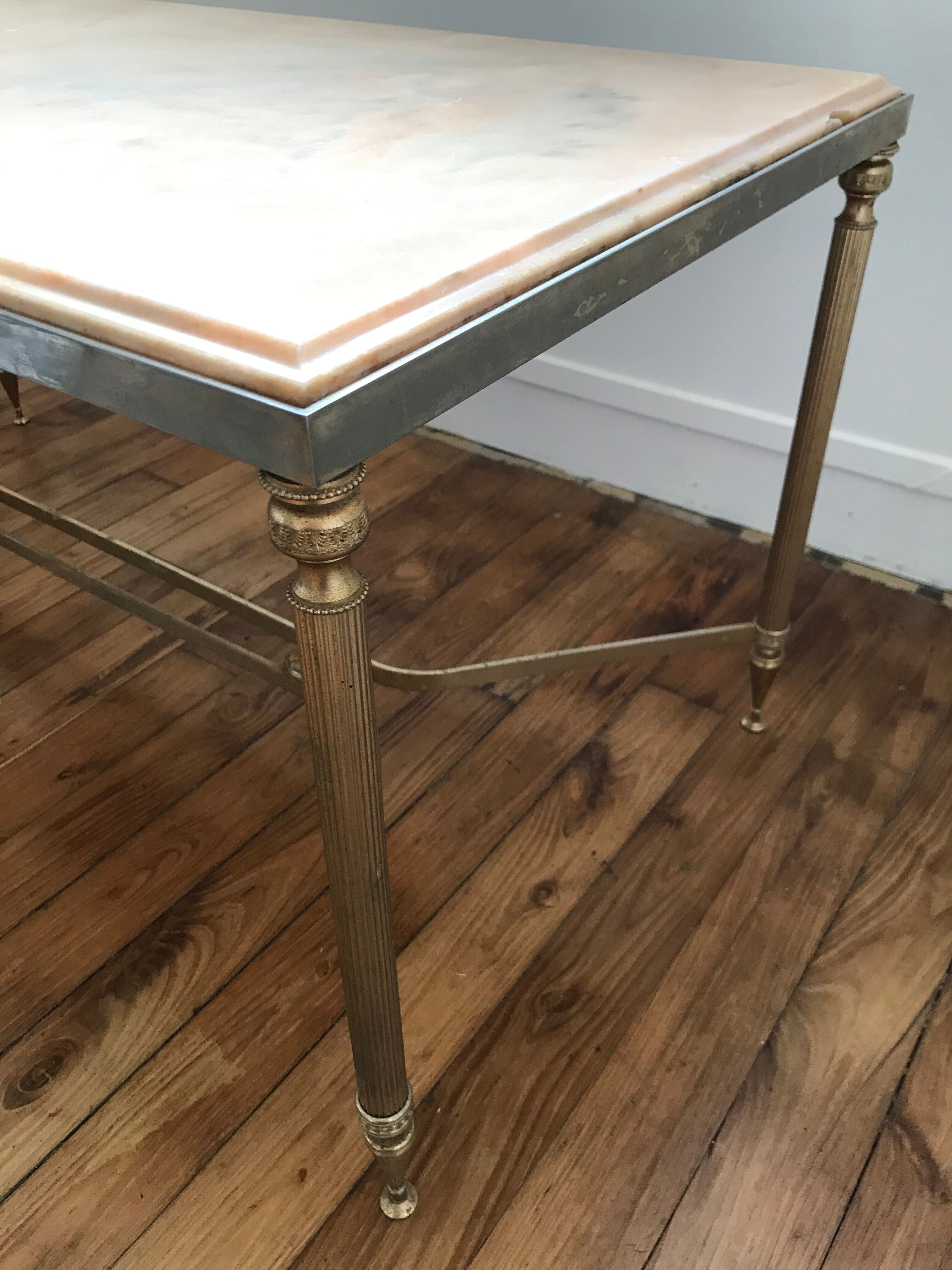 Brass and marble coffee table
