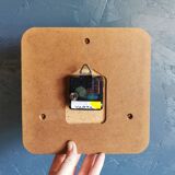 Square silent vintage wall clock clock "Jaz blue white ochre"