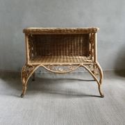 Wood and rattan bedside table, butterflies