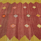 Area kilim rug 6.9x5 ft 210x153 cm yellow red floor rugs vintage rug decorativ