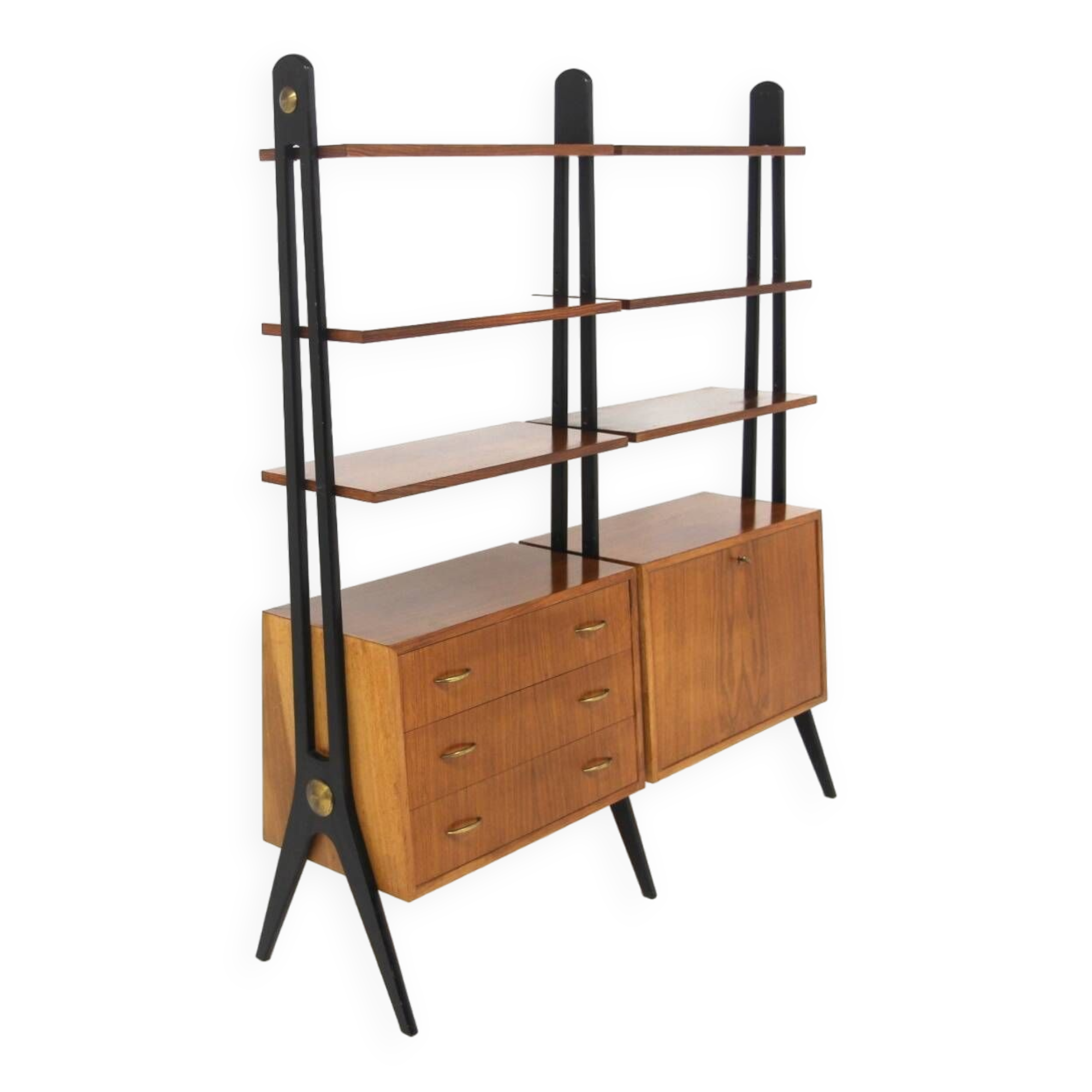 Scandinavian "double" mahogany bookcase, Sweden, 1950
