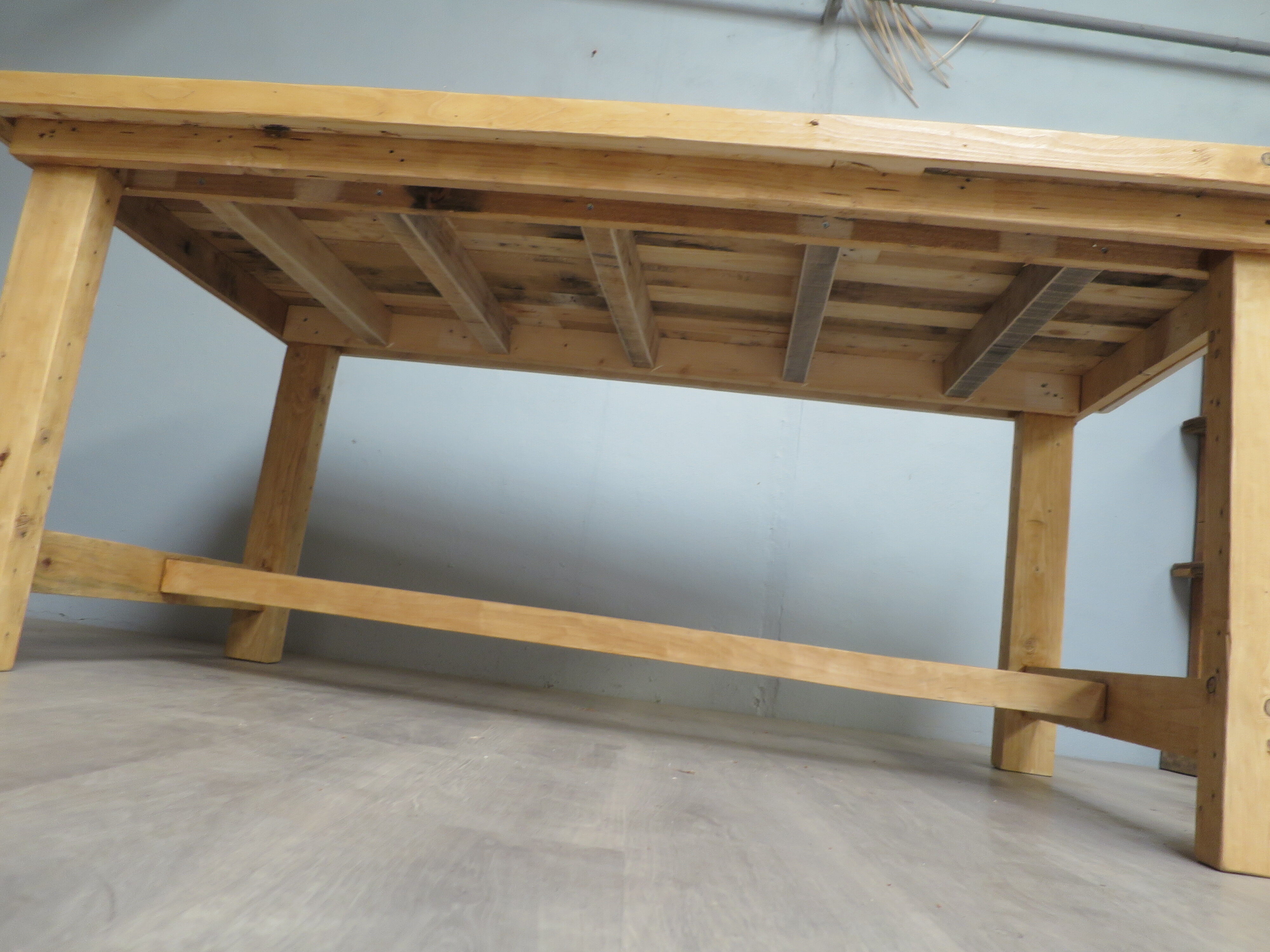 Farmhouse table made of "recycled" wood