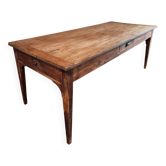Table de ferme française ancienne – Table d'atelier rustique avec 3 tiroirs