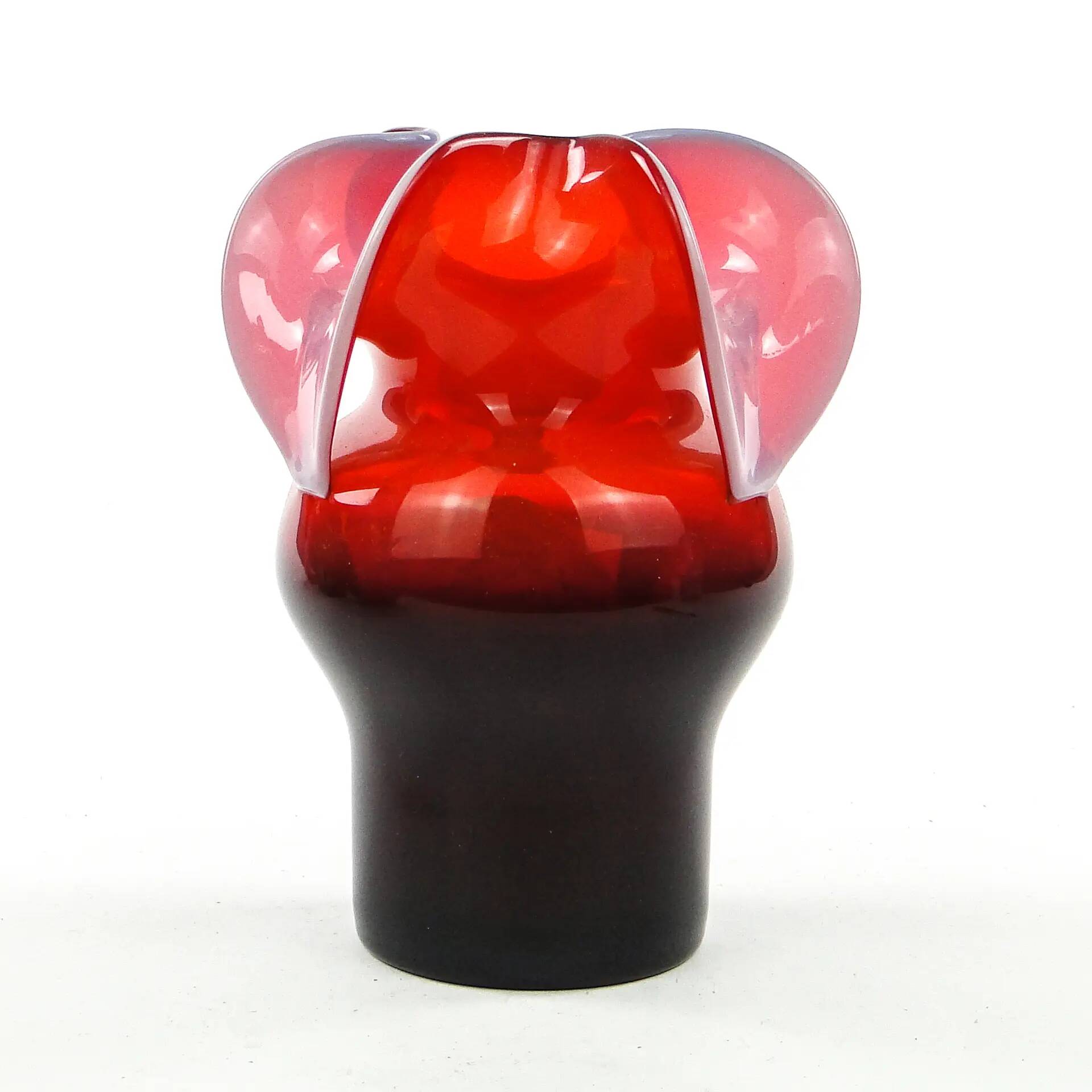 Donkey vase, red glass, designed by C. Zuber, Poland, 1970s