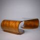 c. 1980 - Sculptural coffee table in walnut and tempered glass - France