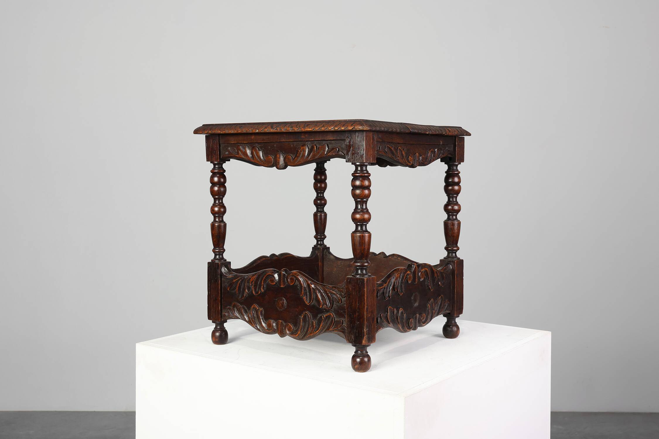 Oak carved square Side Table, Belgium 18th Century