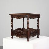 Oak carved square Side Table, Belgium 18th Century