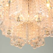 Vintage Austrolux Glass Chandelier: Mid-Century Chrome Pendant Light