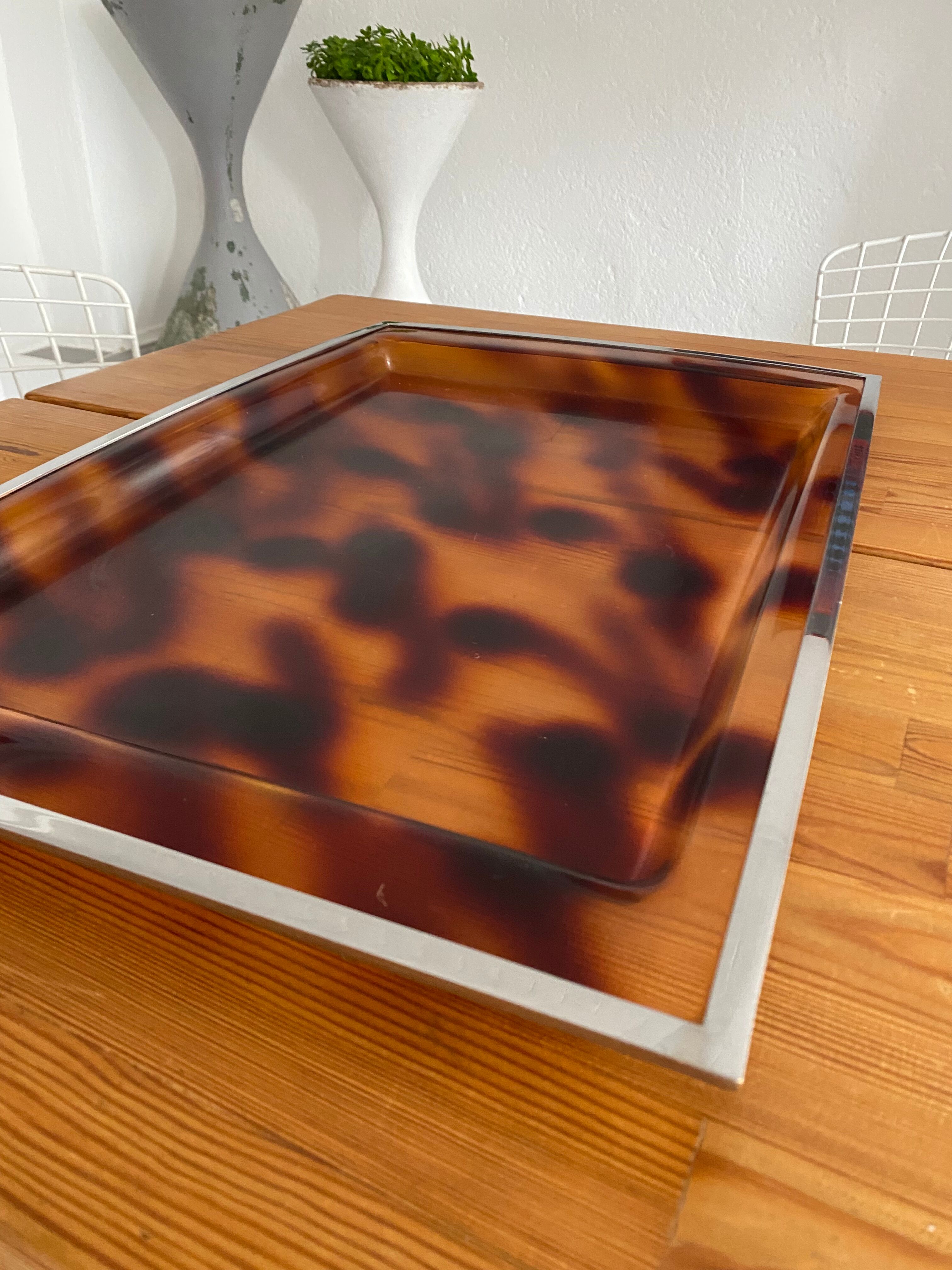 Lucite tray and vintage chrome