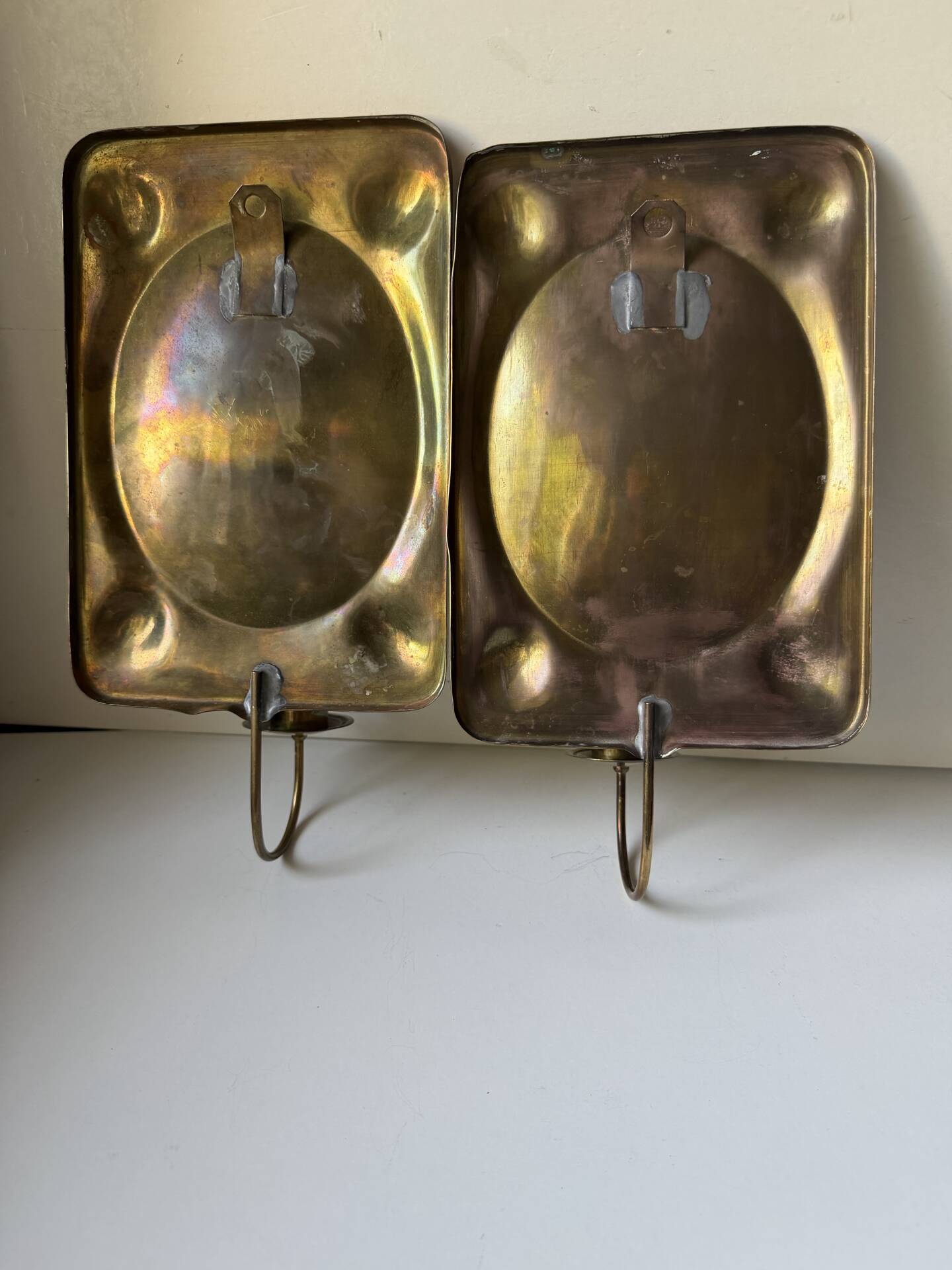 Vintage Scandinavian Brass Wall Candle holder Sconce height 29cm