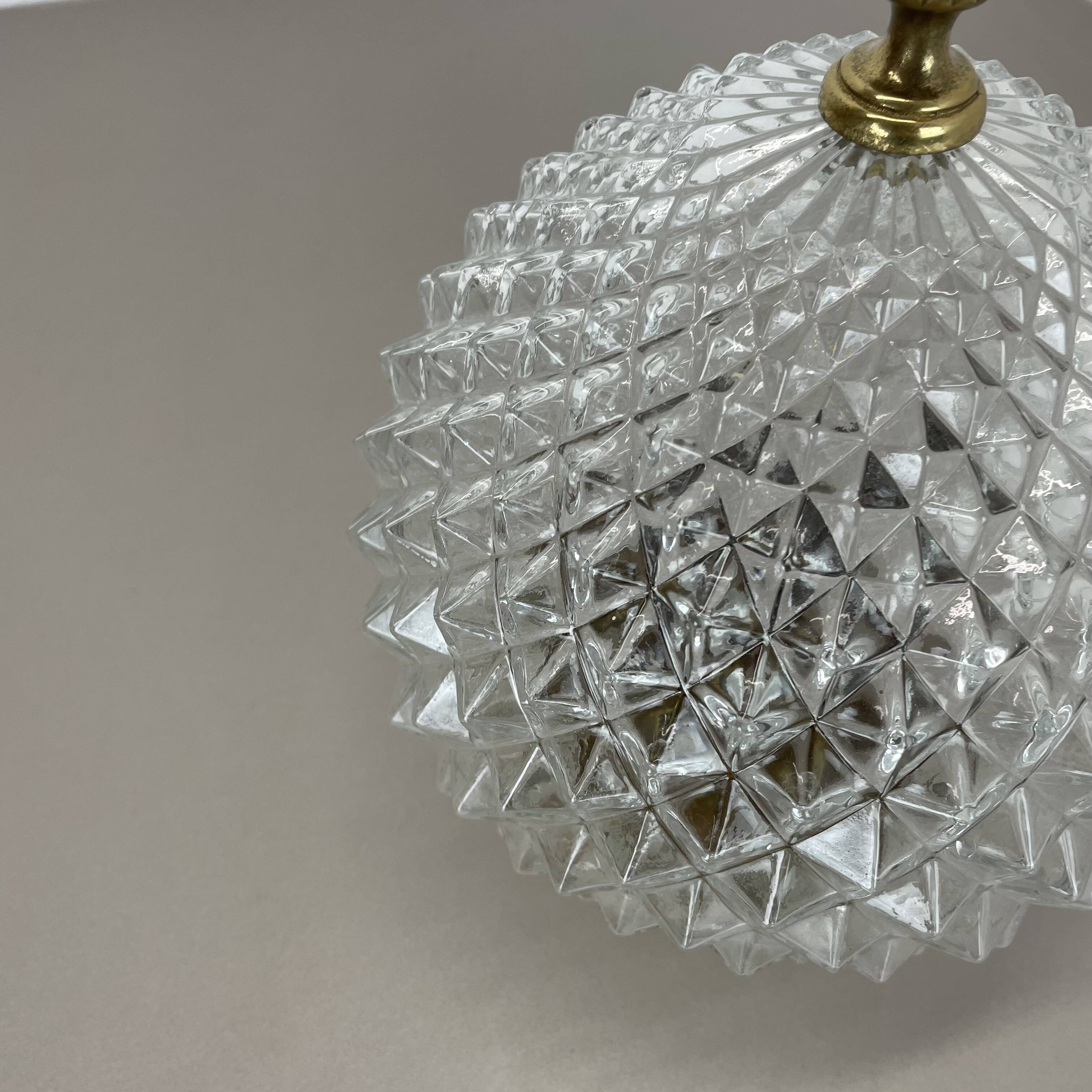 Modernist  "pineapple" ceiling light by glashütte limburg attrib., germany 1970