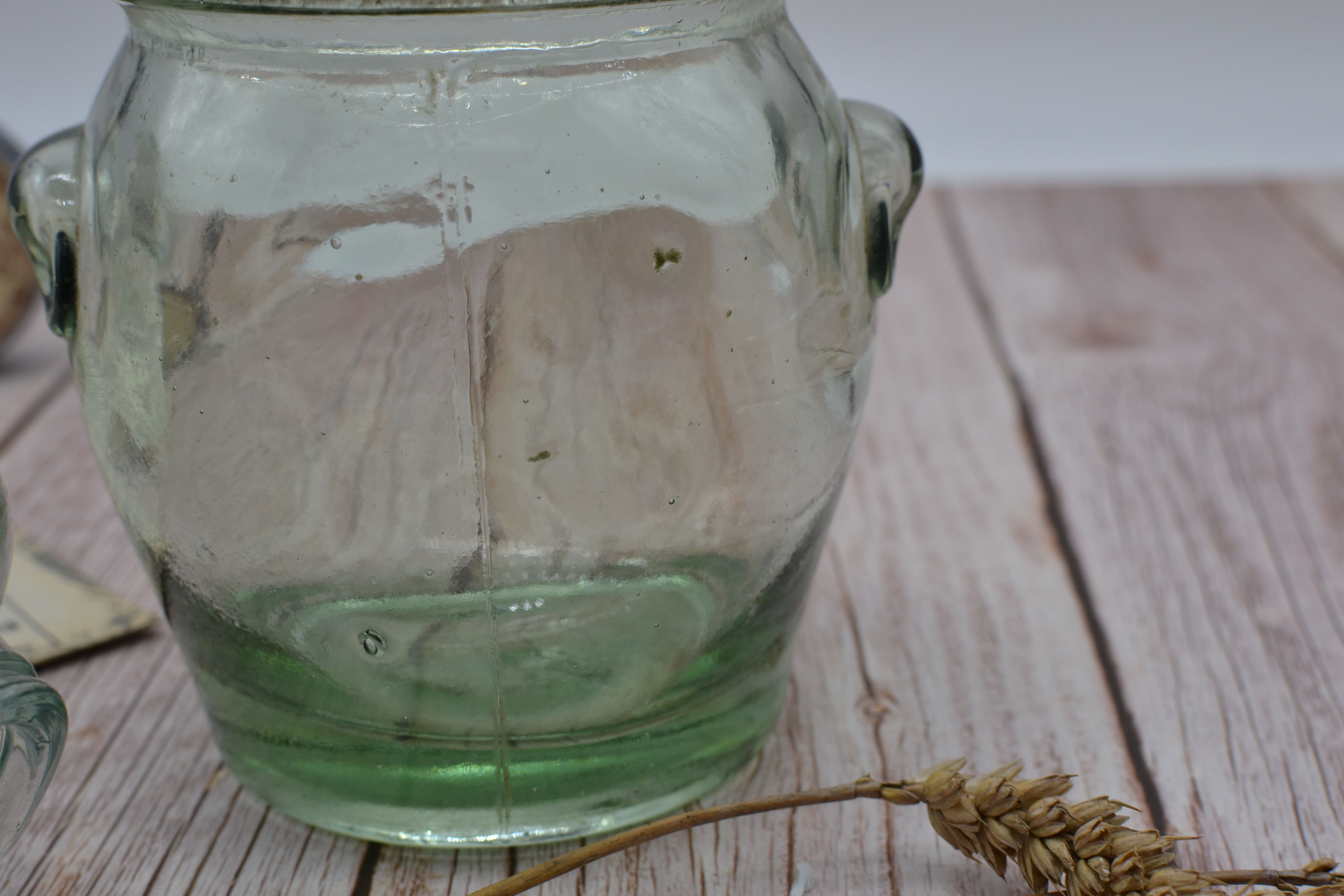 Old jar made of thick glass