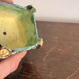 Antique Cache Pot Planter Barbotine Earthenware Enamelled Majolica