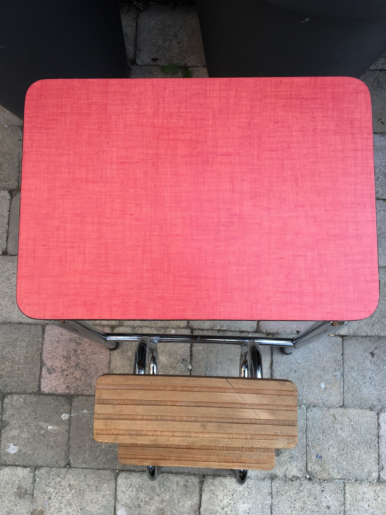 Red formica stool stepladder