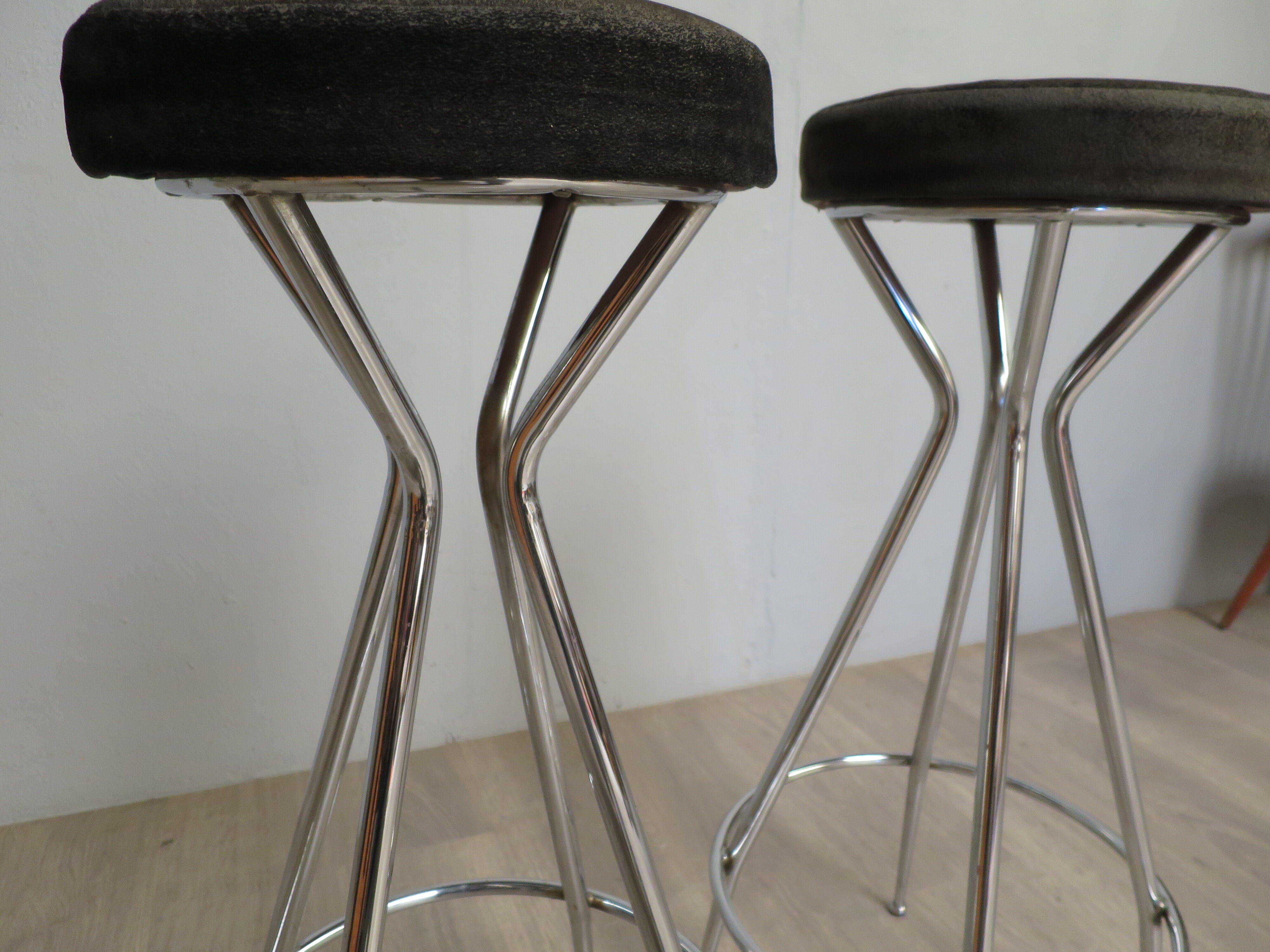 Pair of 60s chrome designer stools