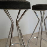 Pair of 60s chrome designer stools