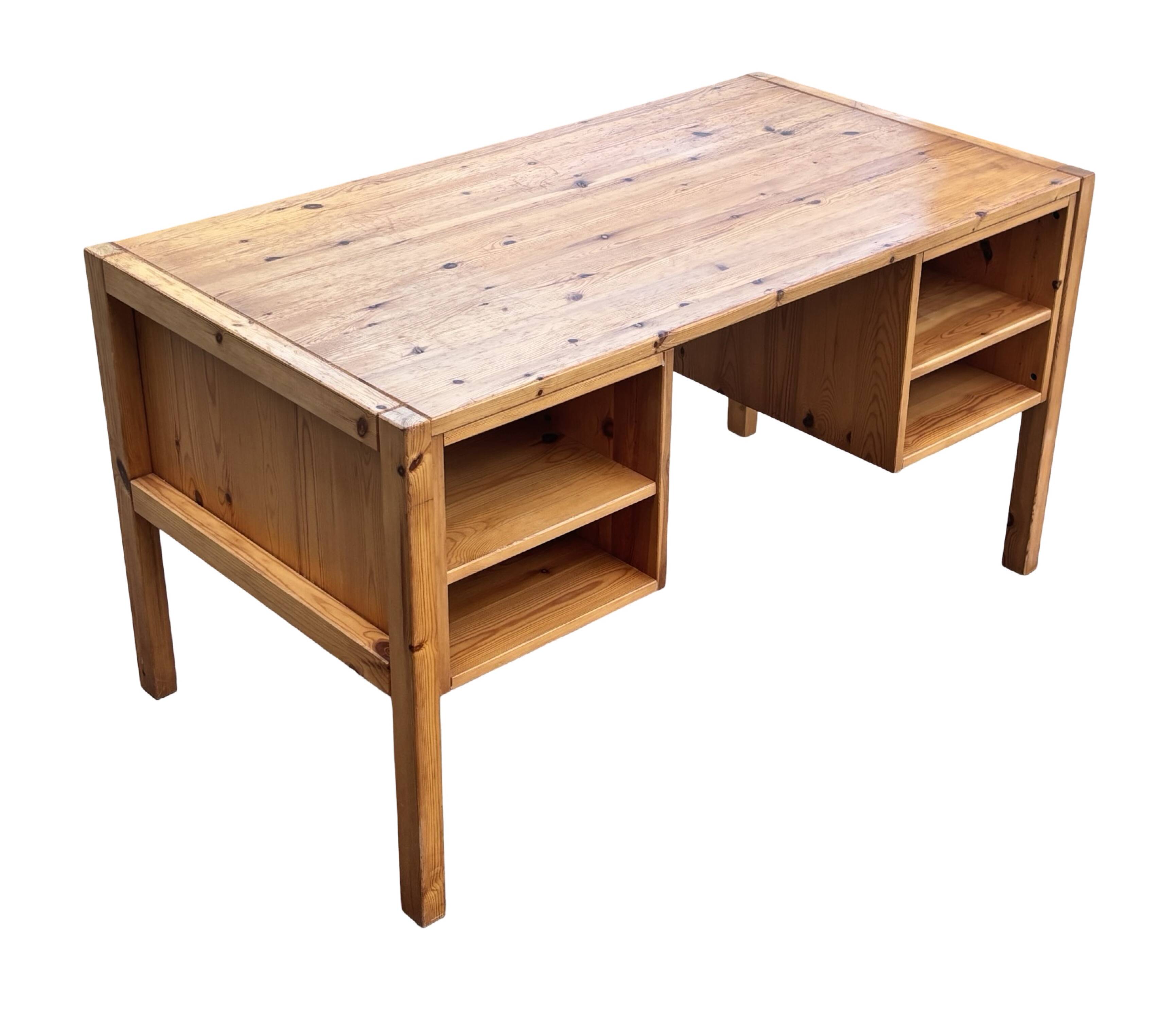 Vintage Pinewood Desk, Freestanding, 1970s Pine, Design, Ate van Apeldoorn