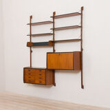Ergo Wall Unit in teak with 6 shelves and 2 cabinets by John Texmon for Blindheim Møbelfabrikk, 2 ba