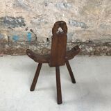 Tripod mountain chair carved wood brutalist 50s design