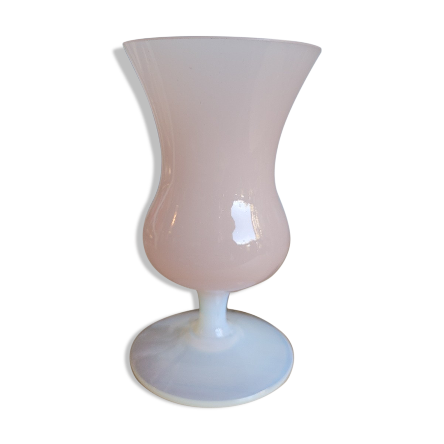 Pink and white opaline vase