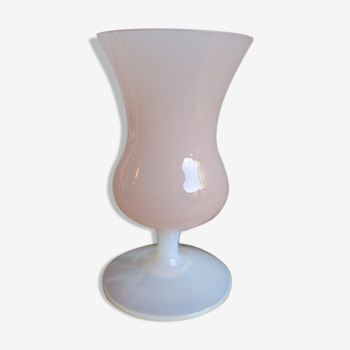 Pink and white opaline vase