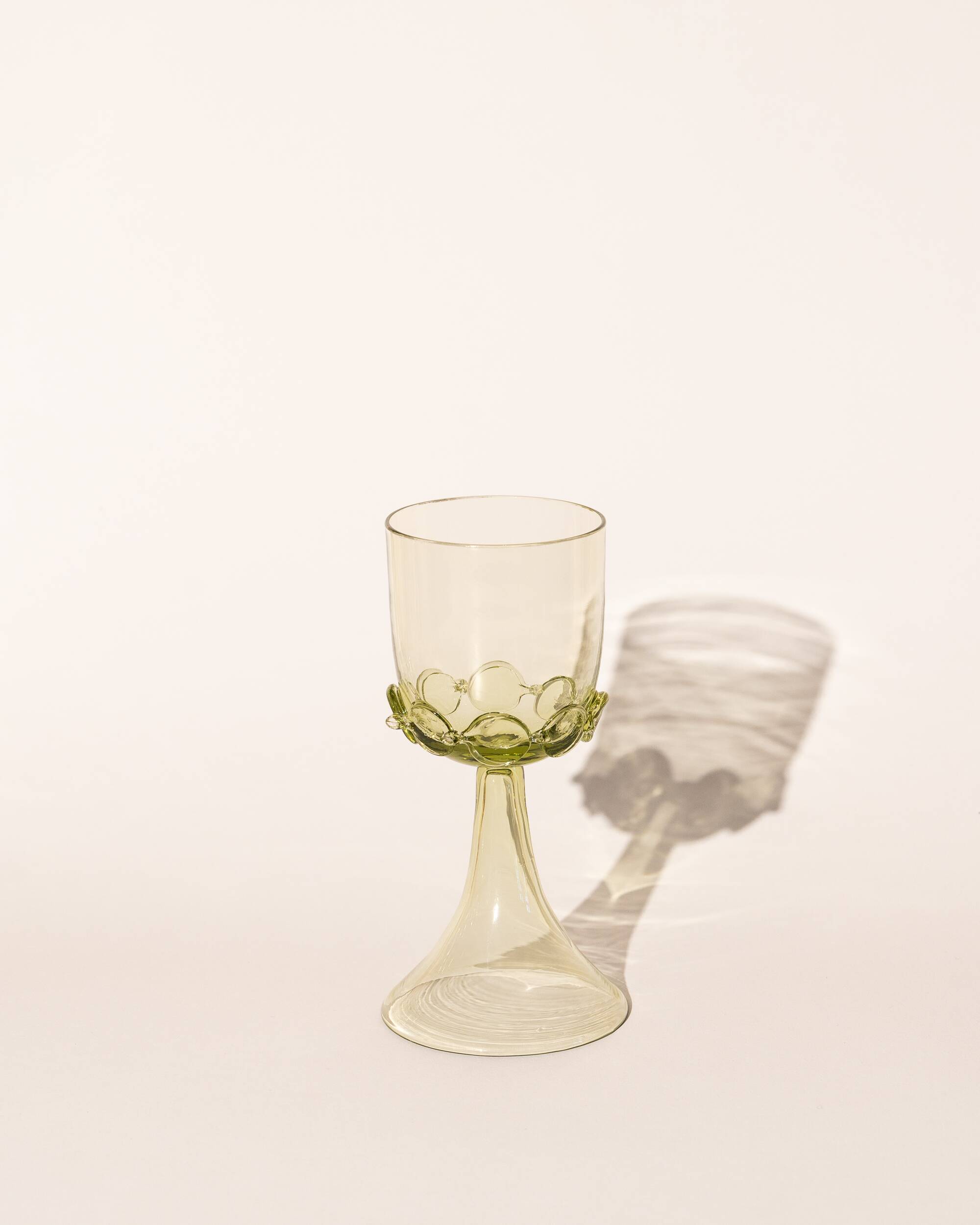Pair of mouthblown wine goblets - chain