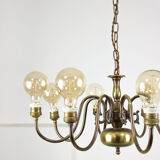 Viennese minimal brass 8-arm chandelier