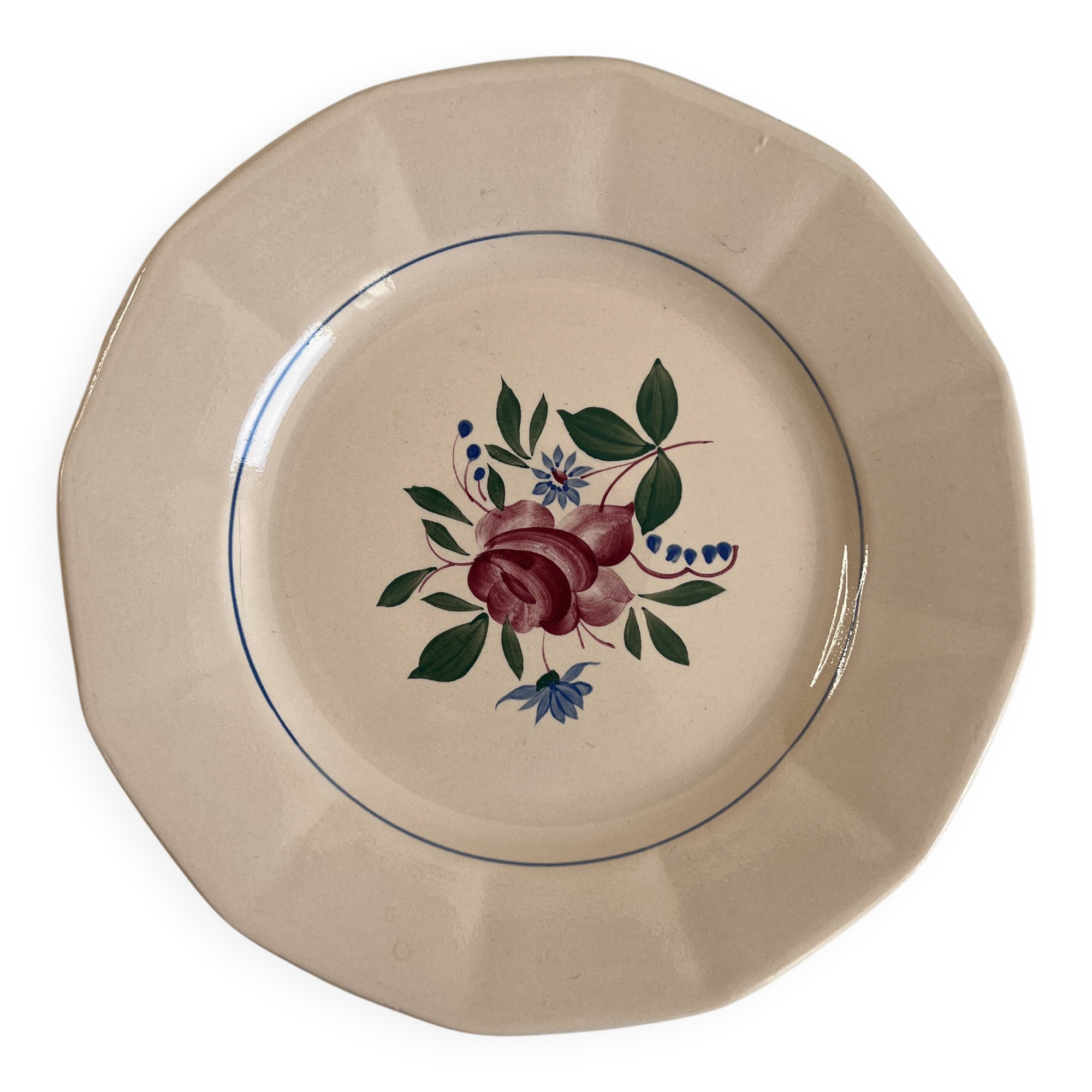 Hand-painted plate from Sarreguemines and Digoin