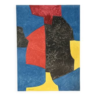Serge poliakoff (after), untitled. large lithograph on paper printed by mourlot
