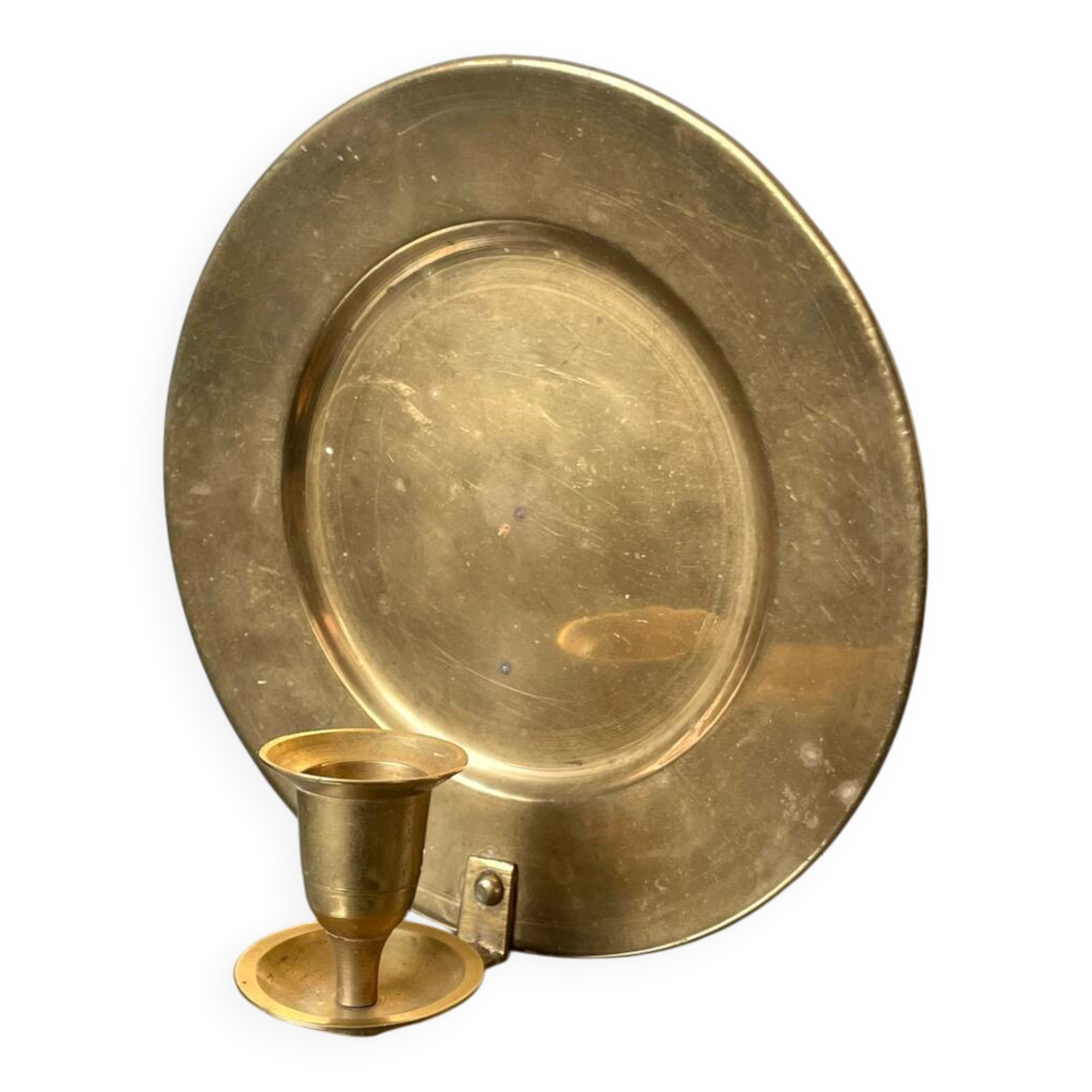 Vintage brass wall candle holder sconce diameter 18 cm